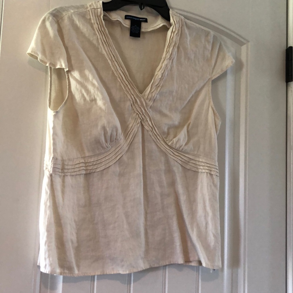 Linen cap sleeve blouse